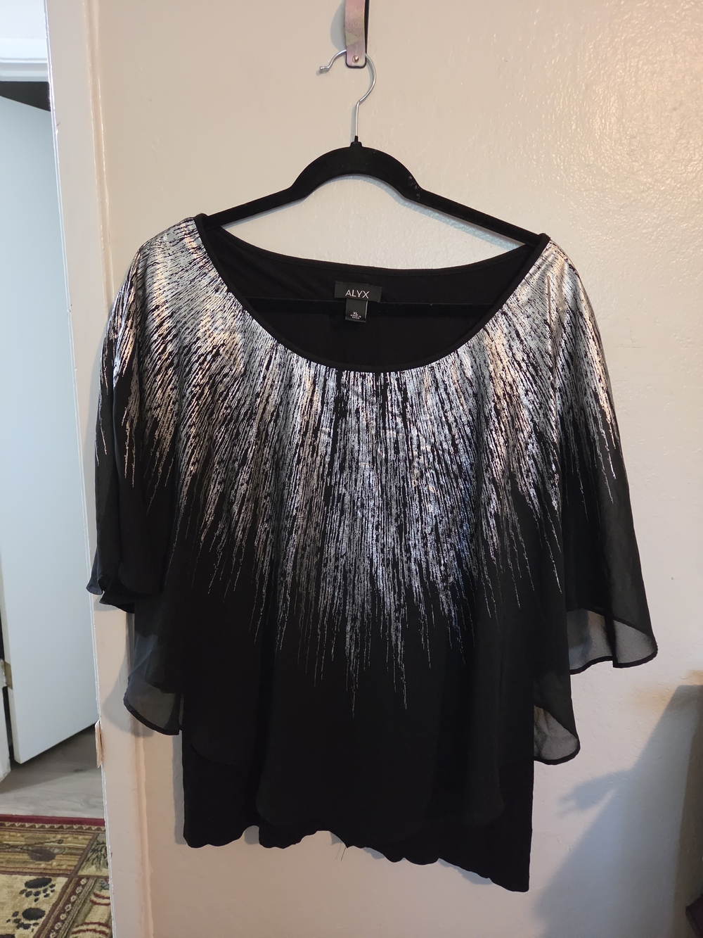 ALYX Black Top with Silver Burst Detail